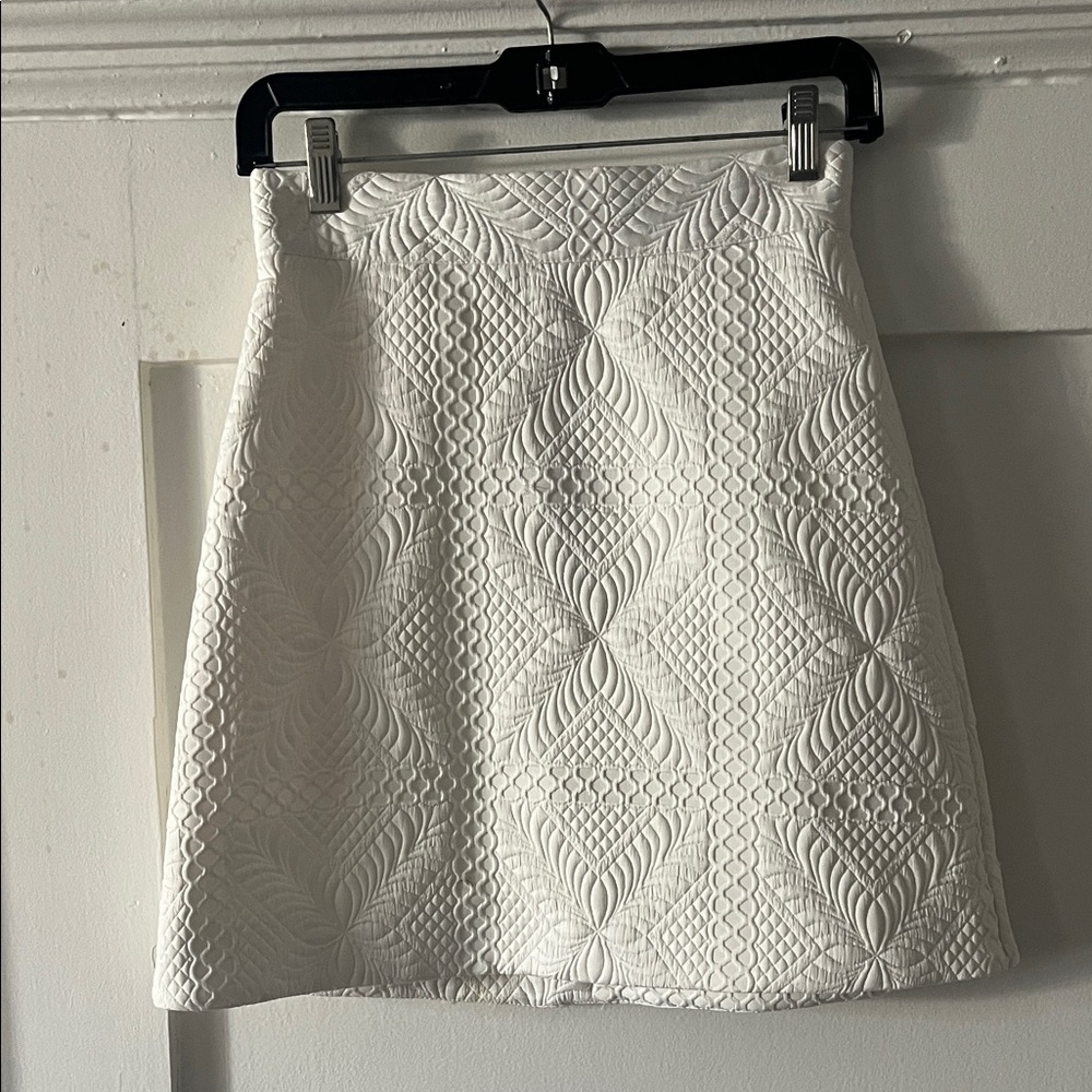 Topshop White Textured A-Line Skirt